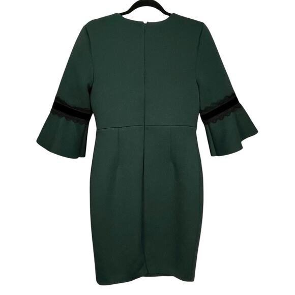 NWT BADGLEY MISCHKA Dress VELVET & LACE TRIM Emerald Green Size 10 - $420 MSRP - Picture 3 of 6